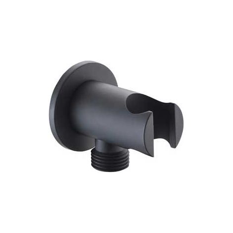 IMEX SFD002/NG Soporte Redondo Para Mango de Ducha Con Salida de Agua Negro Mate - ref: SFD002/NG