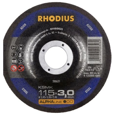 Rhodius Freihandtrennscheibe KSMK Stahl Ø 115 mm Bohrung 22,23 mm 10 Stück für Winkelschleifer