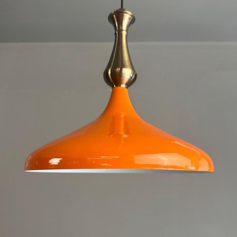 Champion Suspension Luminaire Vintage, Lustre Salon de 35 cm, Lustre Cuisine en Métal, Lampe E27 Vintage pour Chambre, Suspension Luminaire pour Salle à Manger, Couloir, Orange Vif (1/5)
