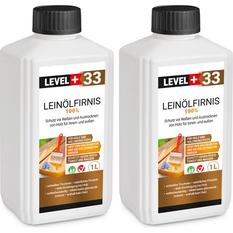 LEVEL+ Leinöl Firnis Holzschutz Lackfirnis Holzpflege Harzfrei L+33 - 2x1L