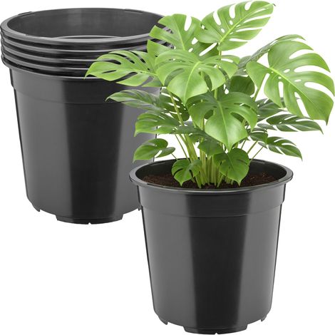Garronda Pot de Fleur Rond Haut Plastique Ø24 x 22 cm (7L) - Lot 5 Godets Semis Pot Culture Profond Drainage Résistants Intempéries pour Plantes Pépinière Jardin Serre Intérieur Extérieur GD-0203
