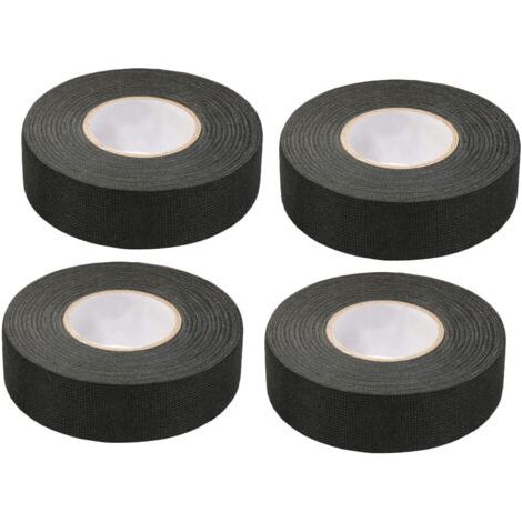 4 Pièces Noir Ruban Adhésif Auto (1.5 cm x 15 m) - Ruban Chiffon de Voiture, Ruban Adhesif Haute Temperature, Scotch Noir Resistant, Scotch Tissu, Bande de Harnais de Câblage de Voiture (1/5)