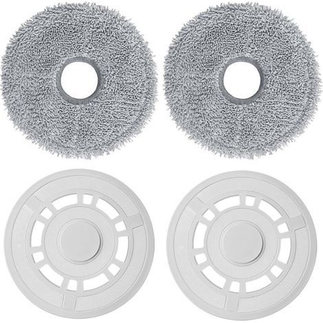 Mopas de repuesto con soporte compatibles con aspiradoras robot Xiaomi X20+, Dreame L10S Pro Gen 2 / L10 Ultra / L10S Pro / L10S Ultra / L10 Prime / X20 Pro (Blanco) (1/4)