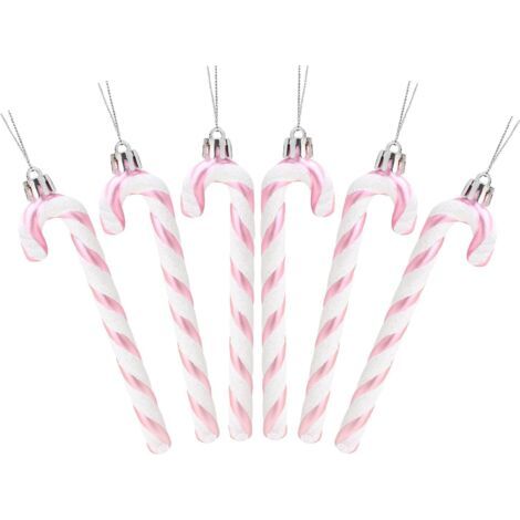 6 Stück Christmas Concepts Packung mit 6 – 13 cm (Babyrosa) Glitzer-Zuckerstangen-Weihnachtsbaumschmuck (1/4)