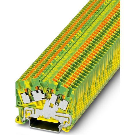 Bloc de mise à la terre PTS 2.5-QUATTRO-PE, 4 voies , raccordement Enfichable, 26  12 AWG, Vert/Jaune ( Prix pour Paquet de 5 )