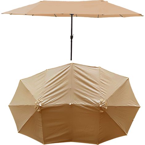 Toile de remplacement pour parasol triple – Polyester extensible anti-UV – Pour os de 132 à 134 cm – Couleur Kaki (1/5)
