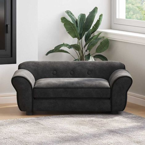 Canapé pour chien-Sofa animaux de compagnie Noir 72x45x30 cm Peluche (1/5)