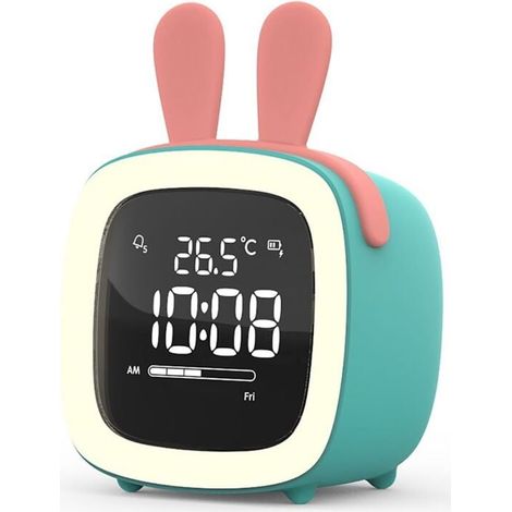 Réveil Numérique LED, Réveil Intelligent pour Enfants, Horloge Électronique LED avec Veilleuse Et Jolies Oreilles, Affichage 12/24 Heures, Température, Mode Nuit, pour Garçons Et Filles (1/4)