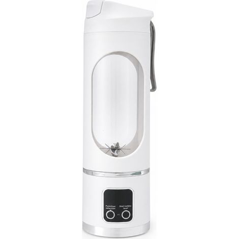 Blender Portable USB Rechargeable Blanc HS-860, Gobelet à Jus et Glace Pilée, Batterie 3,7 V 1300 mAh, Câble USB (1/5)