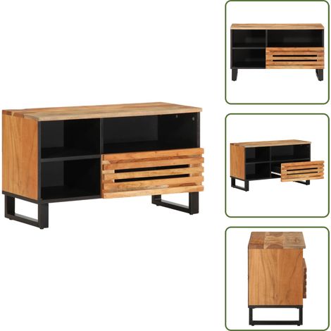 The Living Store Mobile Porta TV 80x34x46 cm in Legno Massello di Acacia - Mobile TV in acacia