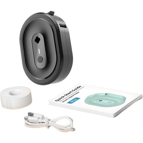 Longziming - Imprimante d'étiquettes sans fil - Étiqueteuse thermique - Compacte et rechargeable - Impression rapide - Contrôle via application - Mini imprimante portable - Noire (1/5)