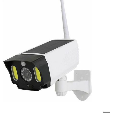 Caméra de surveillance factice - - Détecteur de mouvement PIR - LED clignotante - Énergie solaire - Étanche - Blanc (1/3)