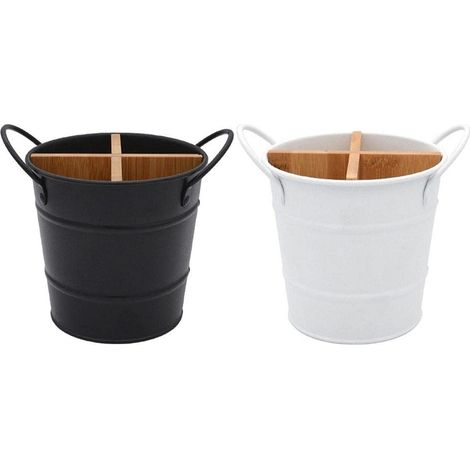 Boîte à baguettes multifonctionnelle pour la maison, compartiments en plastique, égouttoir, blanche (1/5)