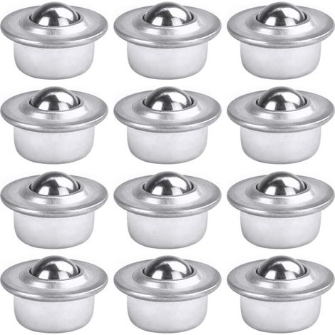 12 ruedas de transferencia universales con rodamientos de bolas, de acero al carbono galvanizado, resistentes, para la industria de transmisión de embalajes.