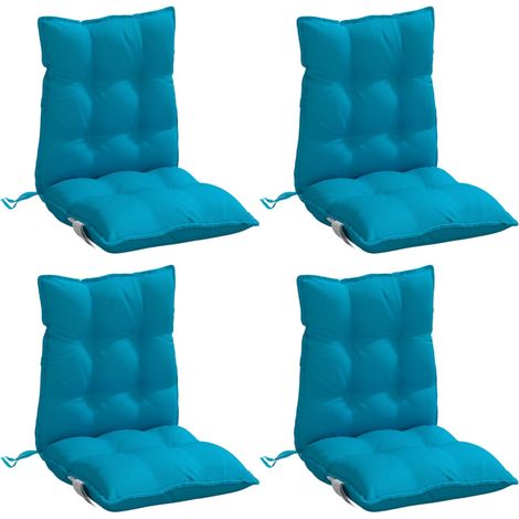 vidaXL Cuscini Sedia Schienale Basso 4 pz Azzurro in Tessuto