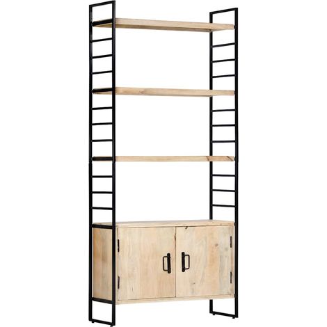 Bibliothèque à 4 niveaux Étagère de Rangement - pour Bureau Salon Chambre Cuisine 80x30x180 cm Bois de manguier massif BV931862 - BonneVie (1/5)
