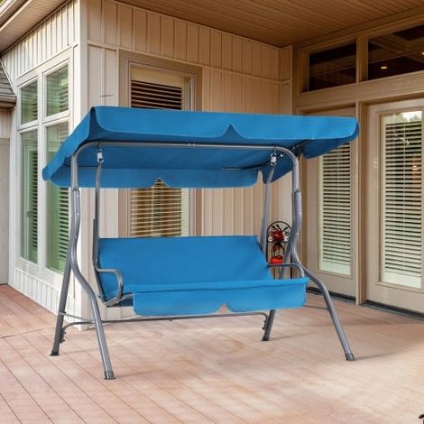 Balancelle de jardin 2 places bleue 140 cm de long (1/5)