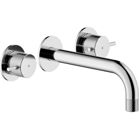 Partie externe Mélangeur lavabo mural 3 trous avec long bec pour lavabo Nobili série RESPIRO RS131298/1ECR  Chromé - Laiton (1/2)