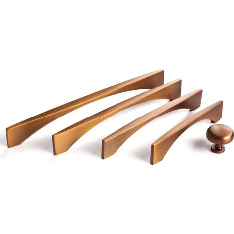 Set mit 5 einlochigen Küchenschubladengriffen, Griffe aus Zinklegierung, moderne braune Messingbeschläge für Badezimmerschränke und Kommoden (1/4)