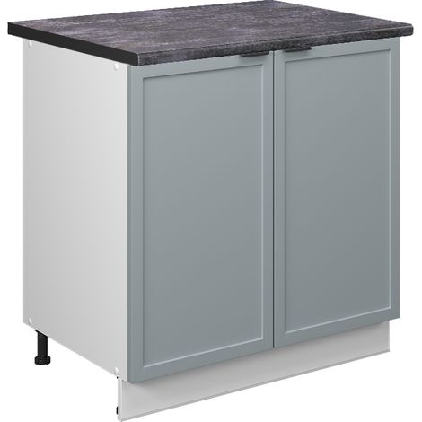 Meuble bas sous-évier Fame-Line, Bleu clair-gris, 80 cm avec étagère, PT Anthracite, Vicco (1/5)