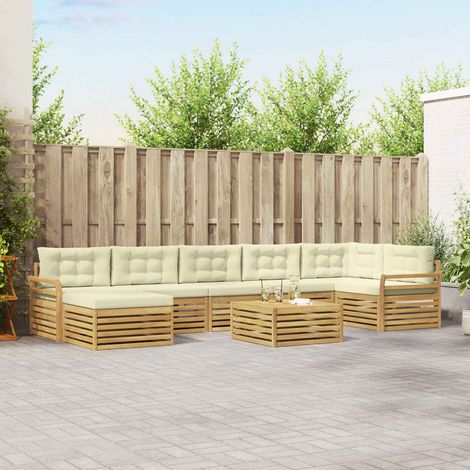 vidaXL Outdoor-Sofagarnitur 8 Stk. Weiß und Creme (1/5)