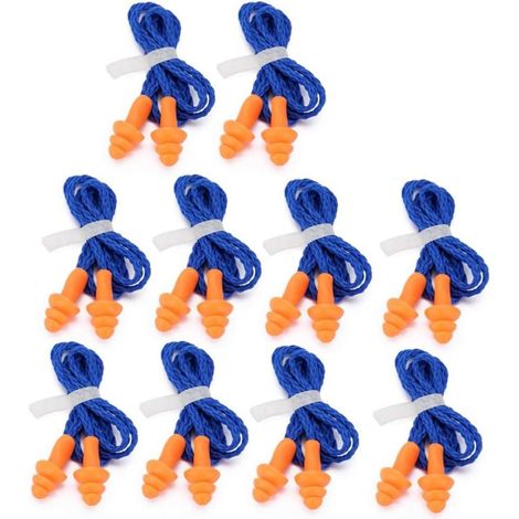 Lot de 10 paires de bouchons d'oreille en silicone souple pour dormir apprendre (azur) travailler (1/5)