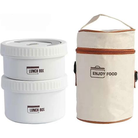 Thermoisolierte Lunchbox aus Edelstahl, Speisebehälter A-Weiß