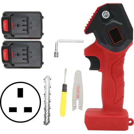 Scie électrique mini FYD-001 rouge, tronçonneuse manuelle jardin coupe branches, 110-240V avec prise UK (1/5)