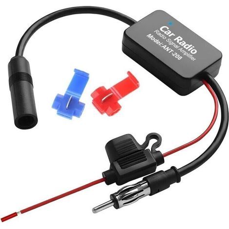 Car Radio Signal Amplifier, FM Antenna Booster Signal Amplifier, Radio Antenna Signal Amplifier Adapter, Low Noise Gain Reception Booster (1/4)