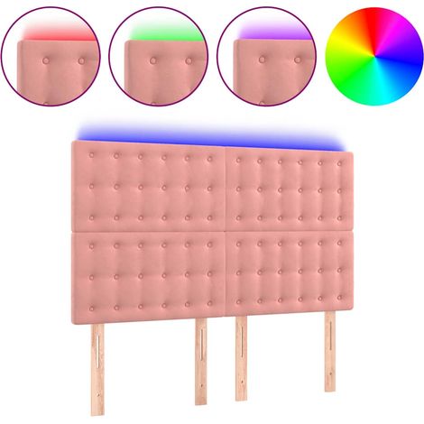 Maison Exclusive - Cabecero con luces LED terciopelo rosa 144x5x1 (1/5)