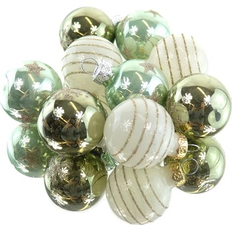 Christbaum-Micro-Kugeln Grün & Weiß 3er mix Ø 3 cm aus Glas - 9er Set