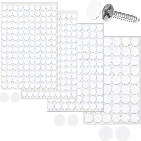 Cache Vis Adhesif 430 Pièces Cache Vis Blanc Capuchons Autocollants pour Trous de Vis Armoires,Murales,étagère,Réparations de Meubles,Cacher Les Défauts des Meubles Non-Faded White Hole (1/5)