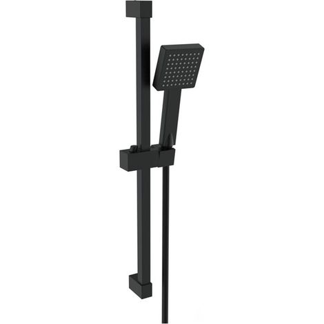 Signature Square Shower Slide Rail Kit with Single Function Handset - Matt Black (1/2)