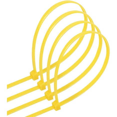 Lot de 40 serre-câbles en nylon jaune de 3,6 x 250 mm, parfaits pour regrouper des câbles et d'autres objets (1/4)