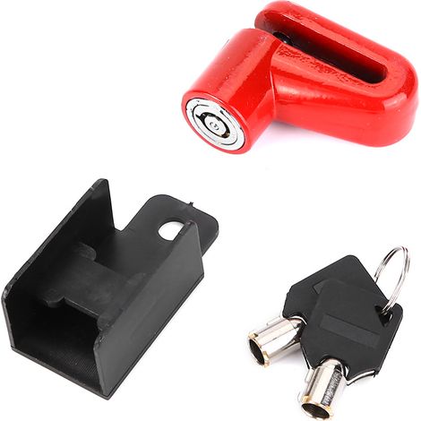 Antivol vélo disque frein métal antivol bicyc avec cadre plastique et clés rouge (1/5)