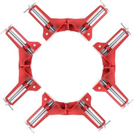 Sollbry Lot de 4 pinces à angle droit à 90 degrés avec mâchoires réglables - Support de verre multifonction pour le bricolage, le travail du bois, les étagères, le soudage, les armoires (1/3)