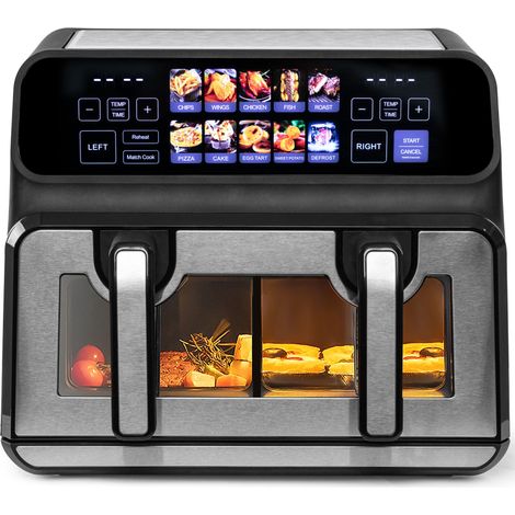 Friggitrice ad aria 9 L a doppia camera 2200 W con finestra di controllo e display LED a colori (1/5)