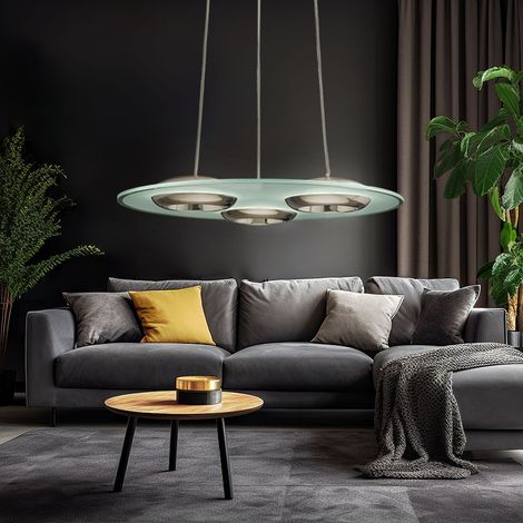 LED Design Hänge Strahler Decken Lampe DIMMBAR Wohn Zimmer Beleuchtung Glas Pendel Leuchte
