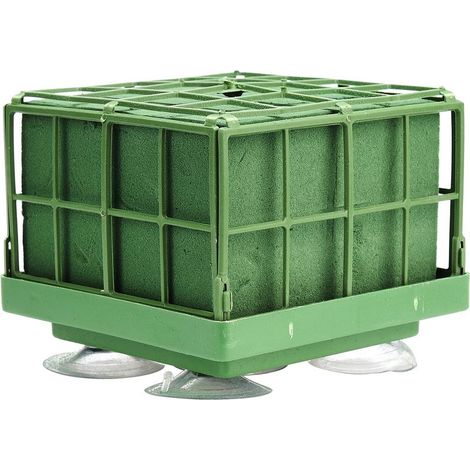 Mousse Floral à Cage Verte - Rechargeable avec Ventouse pour Décoration Événements - 11.5x11.5x9cm, Color Vert, 1 Pièce (1/5)