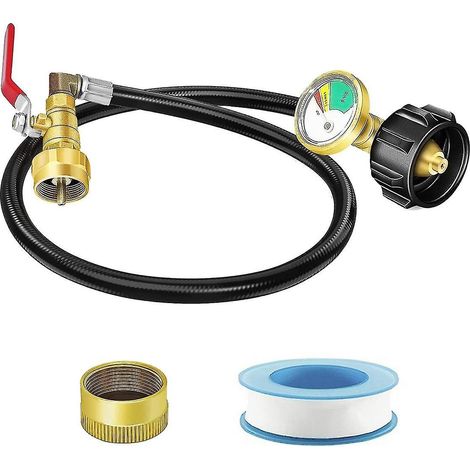 Tuyau adaptateur de remplissage de propane, rallonge de 91 cm (36 po) avec manomètre et vanne d'arrêt, 454 g (1 lb) Pro (1/5)