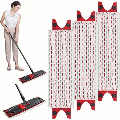 Lot de 3 Recharges de Balai Serpillière en Microfibre Têtes Extra Larges Lavables en Machine Réutilisables pour Nettoyage Complet des Sols