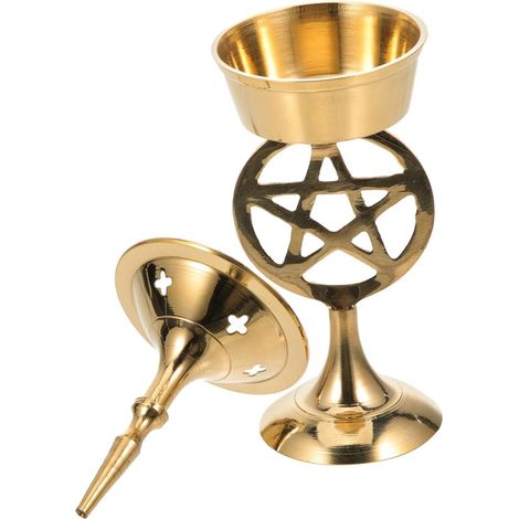 Brûleur de Parfum en Laiton Pentacle, Décoration Artisanale, Motif Cuivre, Usage Domestique et Bureau, Purificateur d'air pour Contemplation et Relaxation, Accessoire Parfum (1/5)