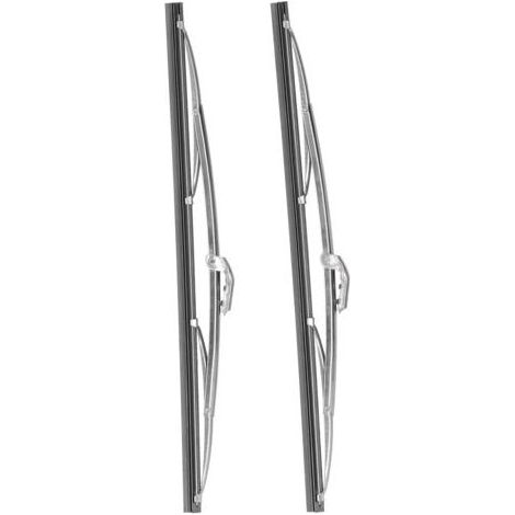Paire de balais d\'essuie-glace en acier inoxydable, balais d\'essuie-glace avant 12"/30,48 cm, moteurs généraux polis, argent (1/5)