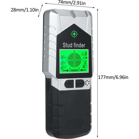 Détecteur de montants mural 6 en 1 avec aimant, fonction de recherche de clous physiques pour bois, métal et détection de fils AC, écran LCD, alarme audio. (1/5)