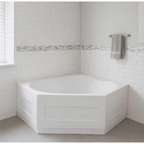 Baignoire d’angle avec tablier Diane 147x147x63cm - Siphon: Sans