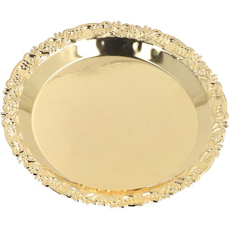 Assiette de présentation ronde en acier inoxydable pour fruits, desserts, pâtisseries, collations et bijoux - plateau de rangement décoratif (1/5)
