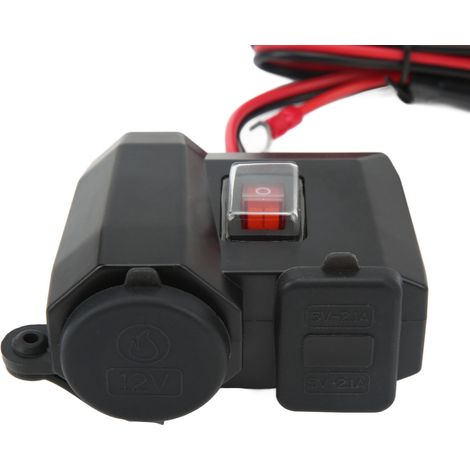 Chargeur USB Double pour Moto Étanche 12V avec Affichage Voltmètre et Prise Allume-Cigare (1/5)
