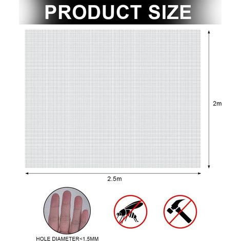 Moustiquaire Fenêtre Anti-Moustiques,200x250cm Moustiquaire Universelle pour Fenêt