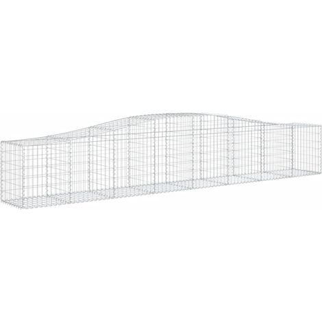 Juego de 4 cestas de gaviones, valla de jaula, muro de contención arqueado, 400 x 50 x 60/80 cm, hierro galvanizado, Plata 020041507 (1/4)