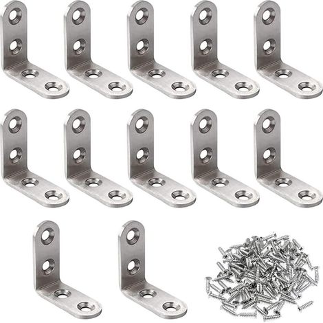 Équerre de Fixation Inox, Angle Droit Support, Supports à Angle Droit De 90 Degrés, 12 Pièces 40x40mm Raccord D'angle, Renforts D'Angle pour la Fixation et la Réparation de Meubles avec 50 Pièces Vis (1/5)